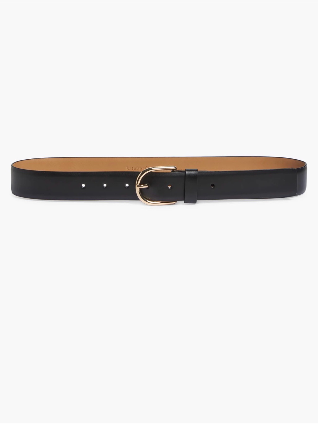 Kate Spade Black Leather Belt Gold Buckle Classic Minimalist